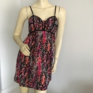 fire Los Angeles multi color strapless cami dress